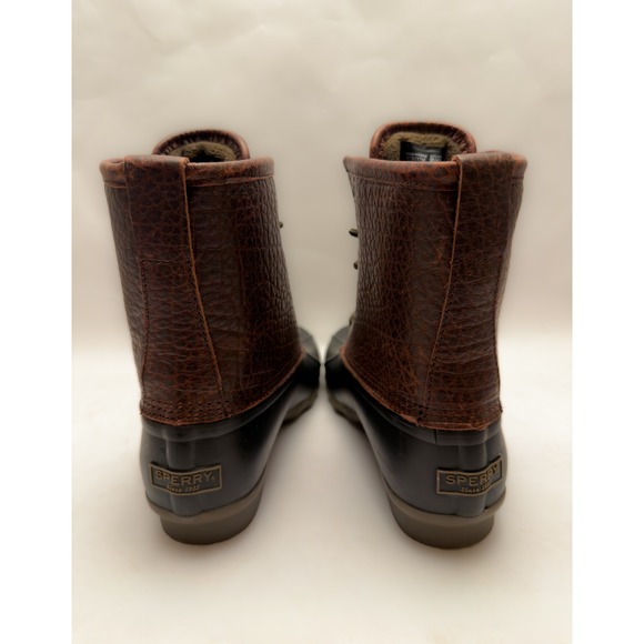 Sperry Saltwater Duck Boots size 7.5 Mens Black/Amaretto Waterproof STS23704 - Picture 3 of 6